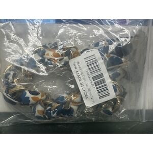 Floral Print Bag Chain Charm Gold Tone‎ Lobster Clasp New